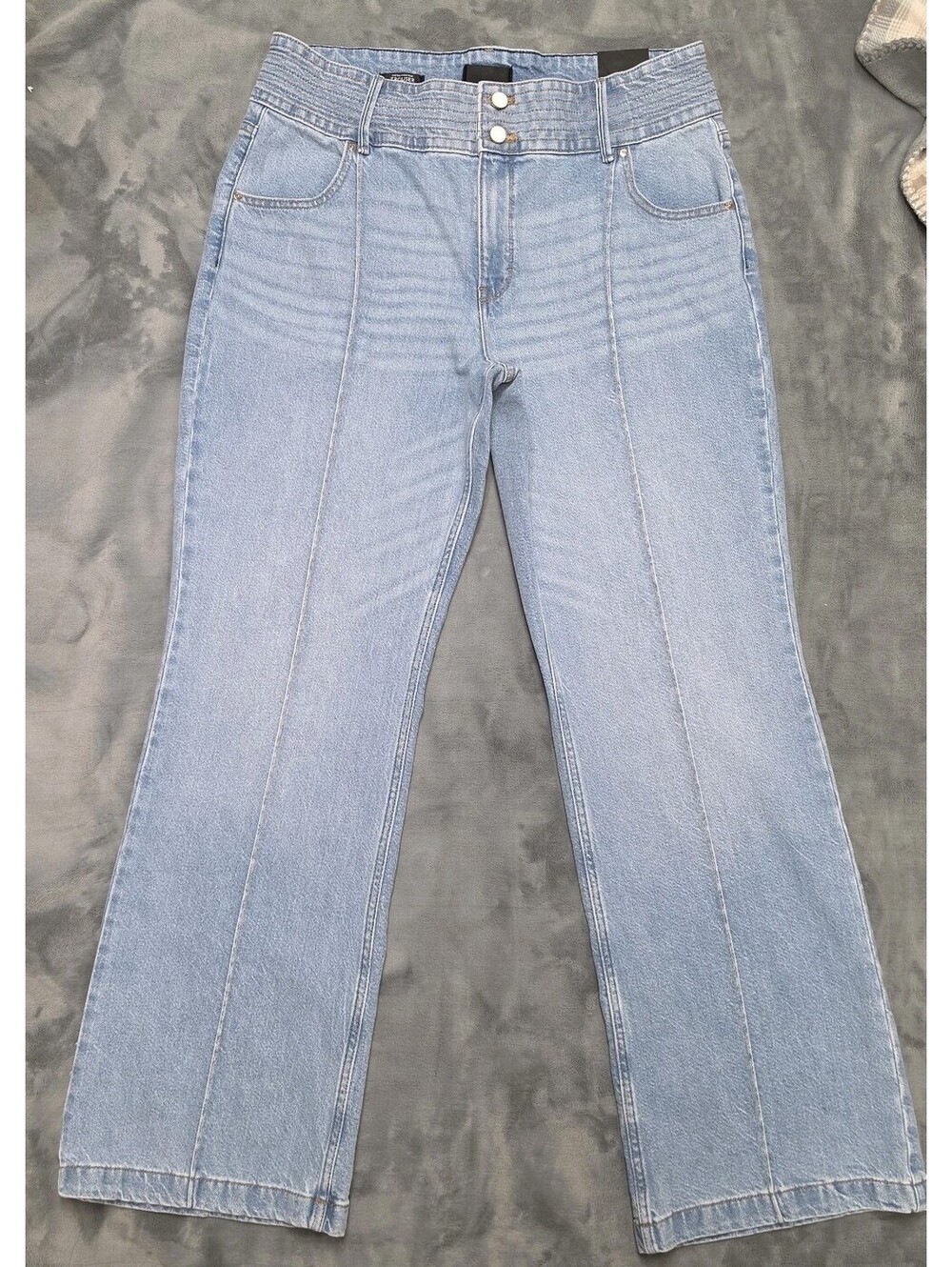 WHBM Extra High Rise Trouser Jeans 14R Light Blue Rigid Stretch 33 NWT $140